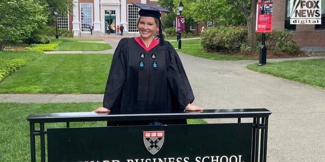 Former Army Ranger returns to Iraq — but this time with her Harvard master's degrees 6 Shelane Etchison in her graduation robes after completing two master's programs at Harvard University.