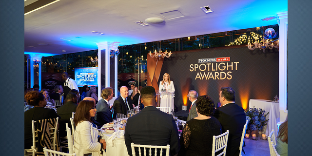 Suzanne Scott, CEO of FOX News Media, speaking to the audience at the Spotlight Awards.