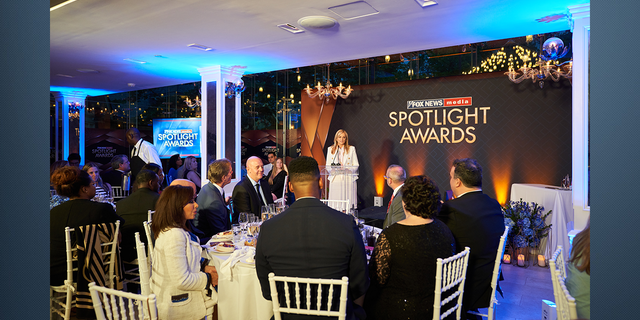 FOX News Media CEO Suzanne Scott addressing the audience at the Spotlight Awards.