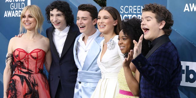 The cast of ‘Stranger Things’ are pictured here in 2020. British singer Kate Bush topped U.K. single charts on Friday with her 1985 hit "Running Up That Hill" after it was featured in the new "Stranger Things" season.