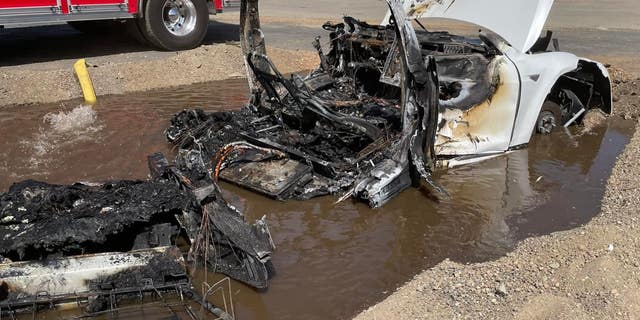 The Sacramento Metropolitan Fire Department said the Tesla Model S kept re-igniting. 