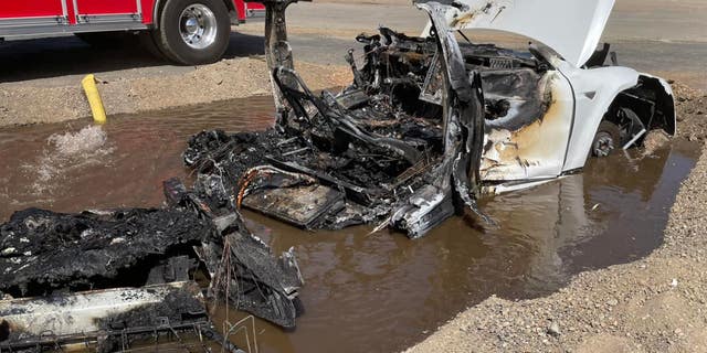 The Sacramento Metropolitan Fire Department said the Tesla Model S kept re-igniting. 