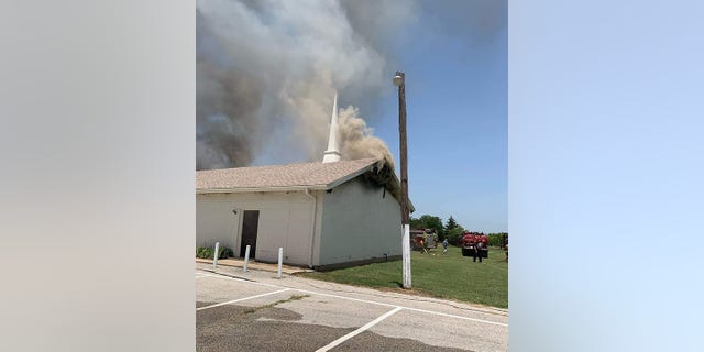 It was unclear how the fire began on Friday at the Balsora Baptist Church in Bridgeport, Texas.