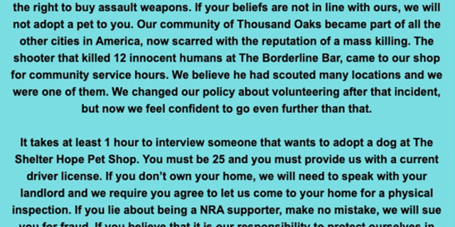 A California animal shelter wrote an anti-gun diatribe on their website.