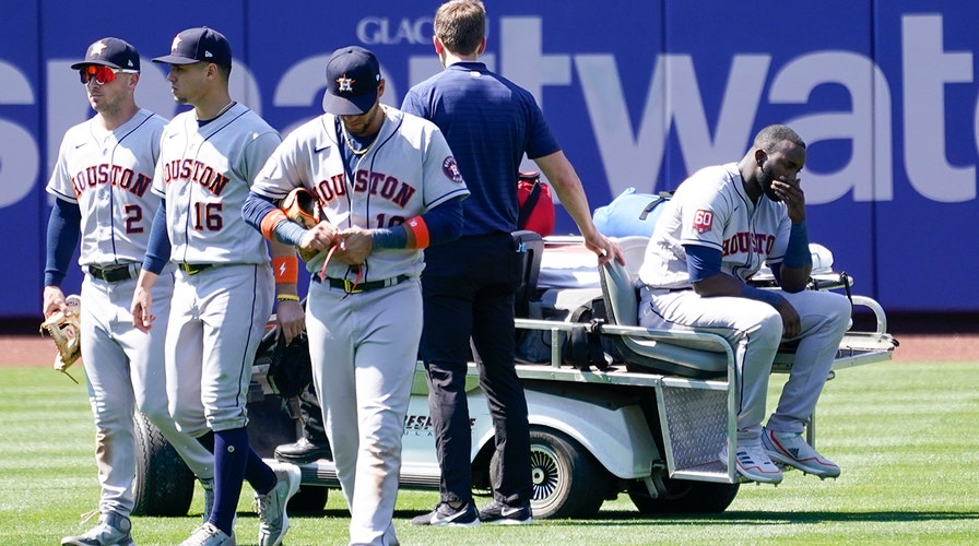 Houston Astros shortstop Jeremy Pena and outfielder Yordan Alvarez talk  while waiting to take batting practice before a baseball game against the  Seattle Mariners, Saturday, July 8, 2023, in Houston. (AP Photo/Kevin