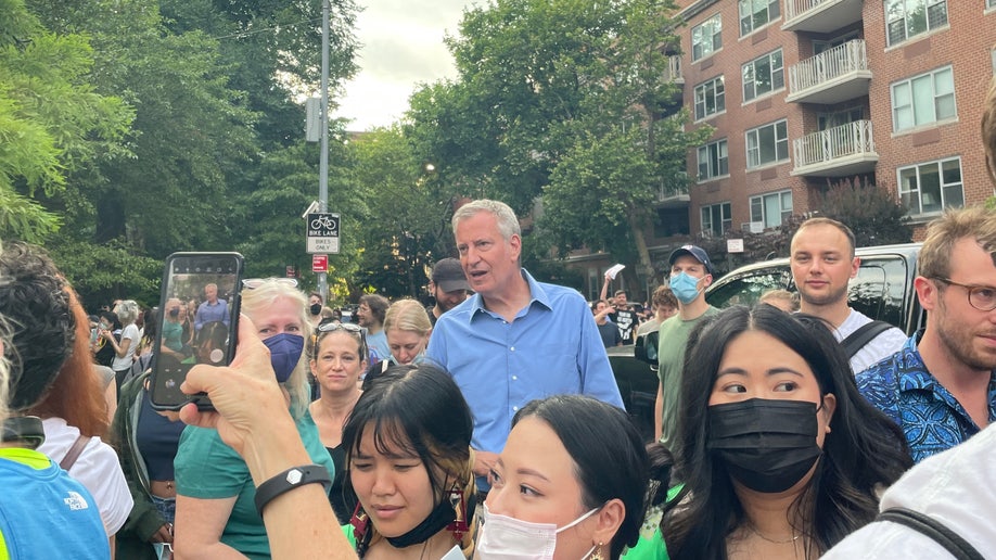 Bill de Blasio Talking With Protestors