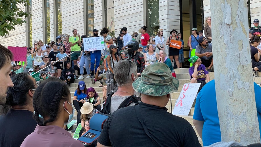 Protesters hold signs in Austin Texas