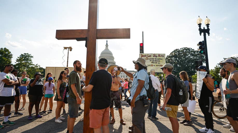 Protesters in front of the Capital building in Washington D.C.