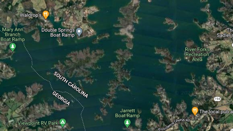 Lake Heartwell in South Carolina on Google Maps