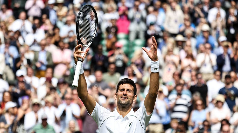 Novak Djokovic celebrating after win