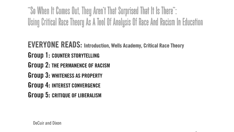 Critical race theory in a PEG presentation