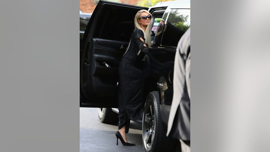 Paris Hilton wore a black dress to Britney Spears' wedding