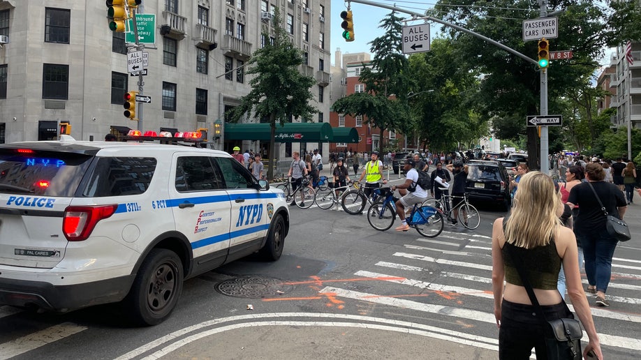 Police and protesters in New York City