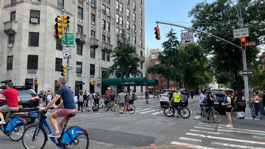 Protesters block the street in NYC