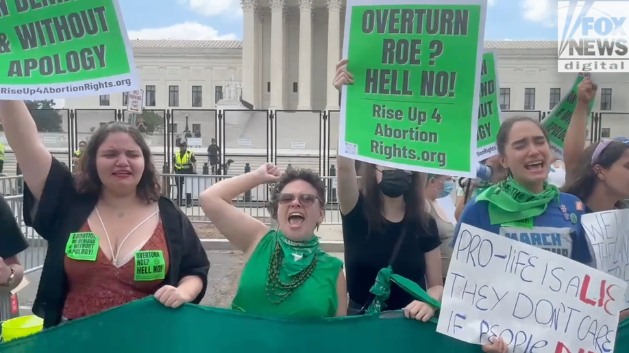 Abortion activists outside the Supreme Court