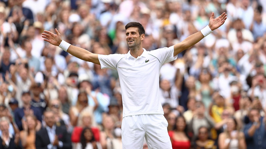 Novak Djokovic celebrates win