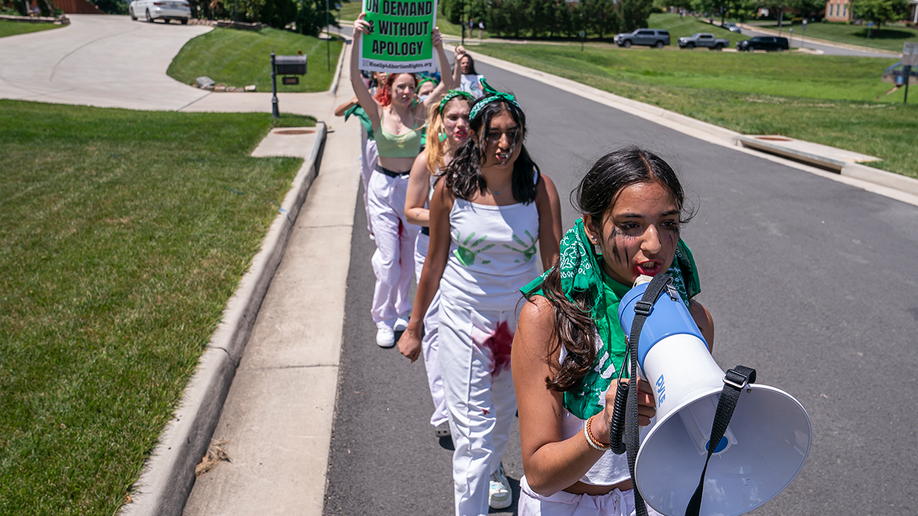 Abortion protesters outside Justice Amy Coney Barrett's home