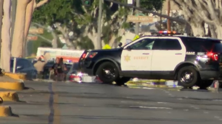 LASD vehicles at El Monte shooting scene