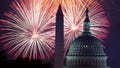 Fireworks explode over the National Mall in Washington, DC, as the US Capitol (R) and National Monument (C) are seen on July 4, 2017, in Washington, DC. / AFP PHOTO / PAUL J. RICHARDS        (Photo credit should read PAUL J. RICHARDS/AFP via Getty Images)