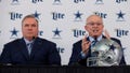 Head coach Mike McCarthy of the Dallas Cowboys and Dallas Cowboys owner Jerry Jones talk with the media during a press conference at the Ford Center at The Star on January 08, 2020 in Frisco, Texas. - Fox News