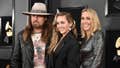 Billy Ray Cyrus, Miley Cyrus and Tish Cyrus attend the 61st Annual Grammy Awards at Staples Center on February 10, 2019 in Los Angeles, California. (Photo by David Crotty/Patrick McMullan via Getty Images)
