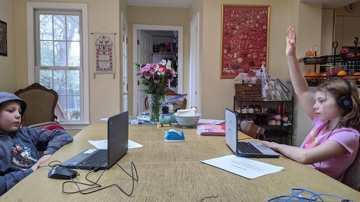 Maryland family during remote learning