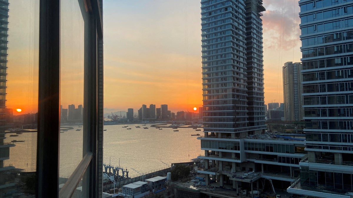 China cityscape sunset buildings