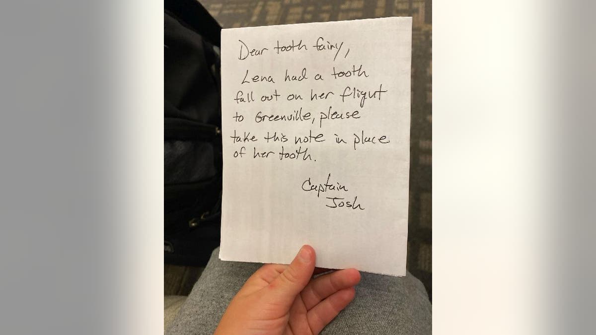 Captain Josh's tooth fairy letter