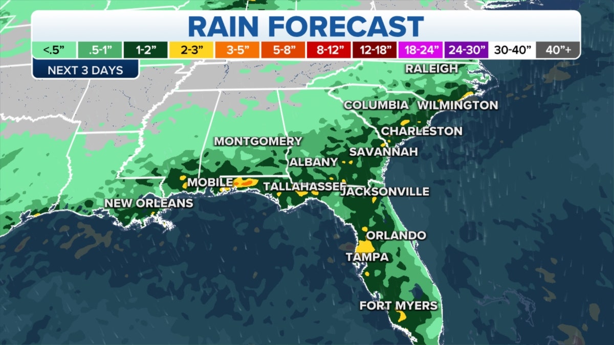 Southeast rain forecast