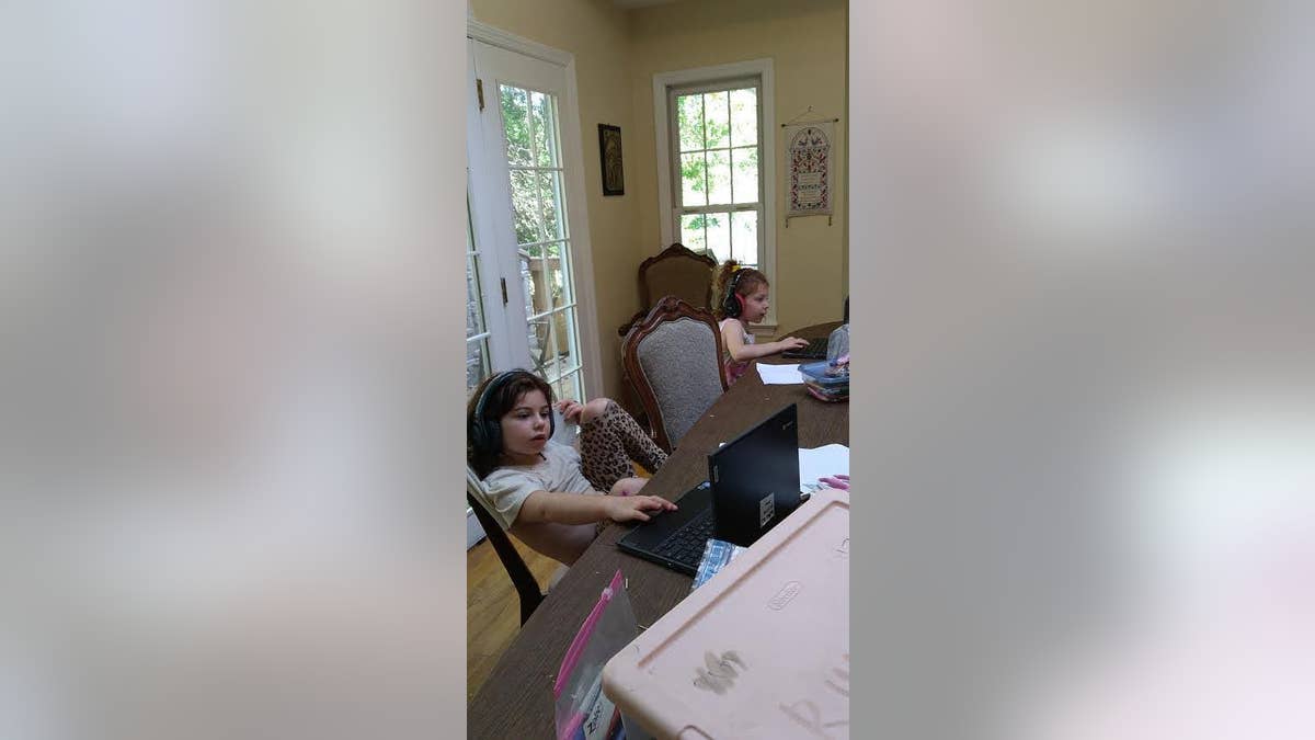 Children attending school remotely from home in Maryland
