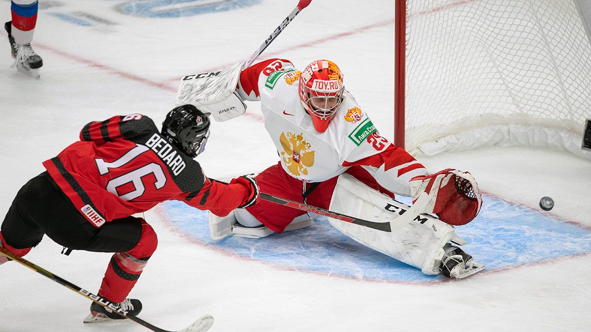 Russia goalie Yegor Guskov