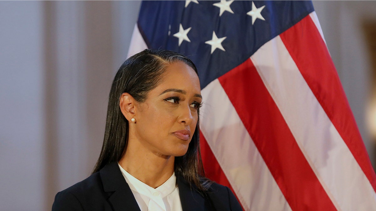 Brooke Jenkins in a suit at San Francisco city hall