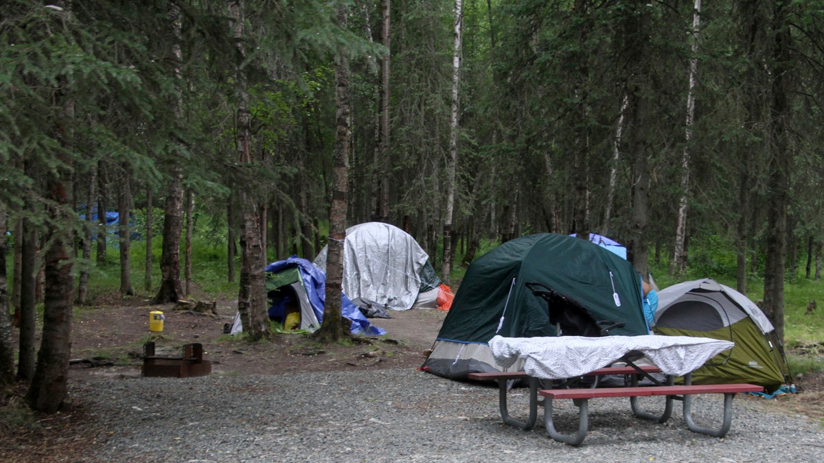 Tents are shown on July 6, 2022, inside Centennial Park