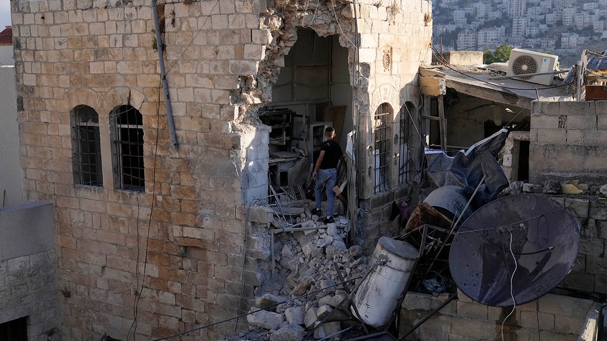 A destroyed home in the West Bank