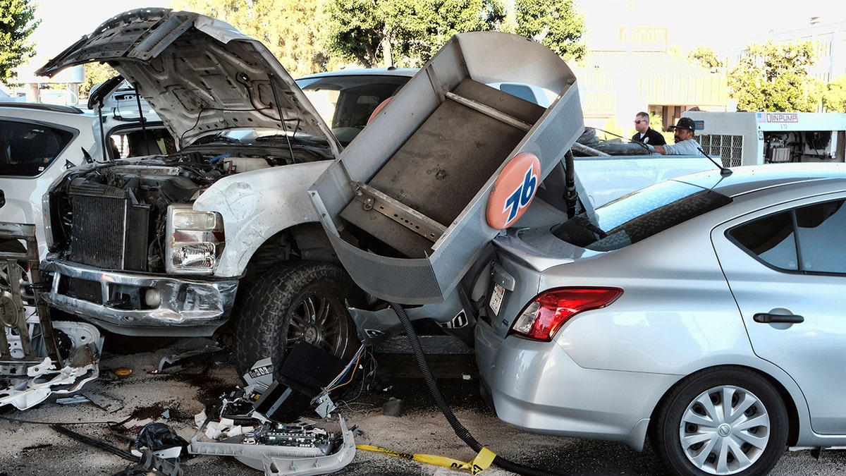 LA gas station car accident