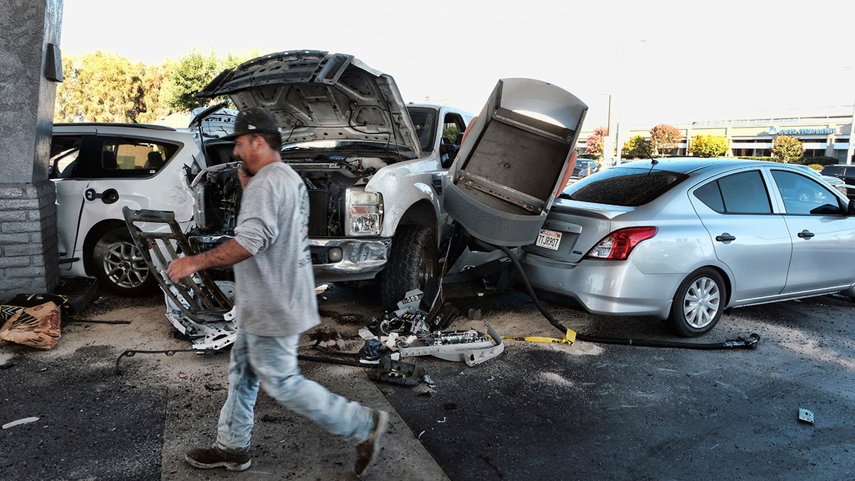 Aftermath of LA truck crash into gas station