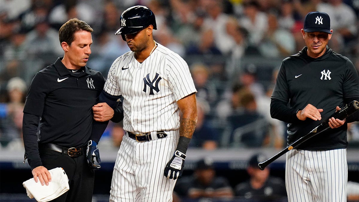 Aaron Hicks leave field due to injury