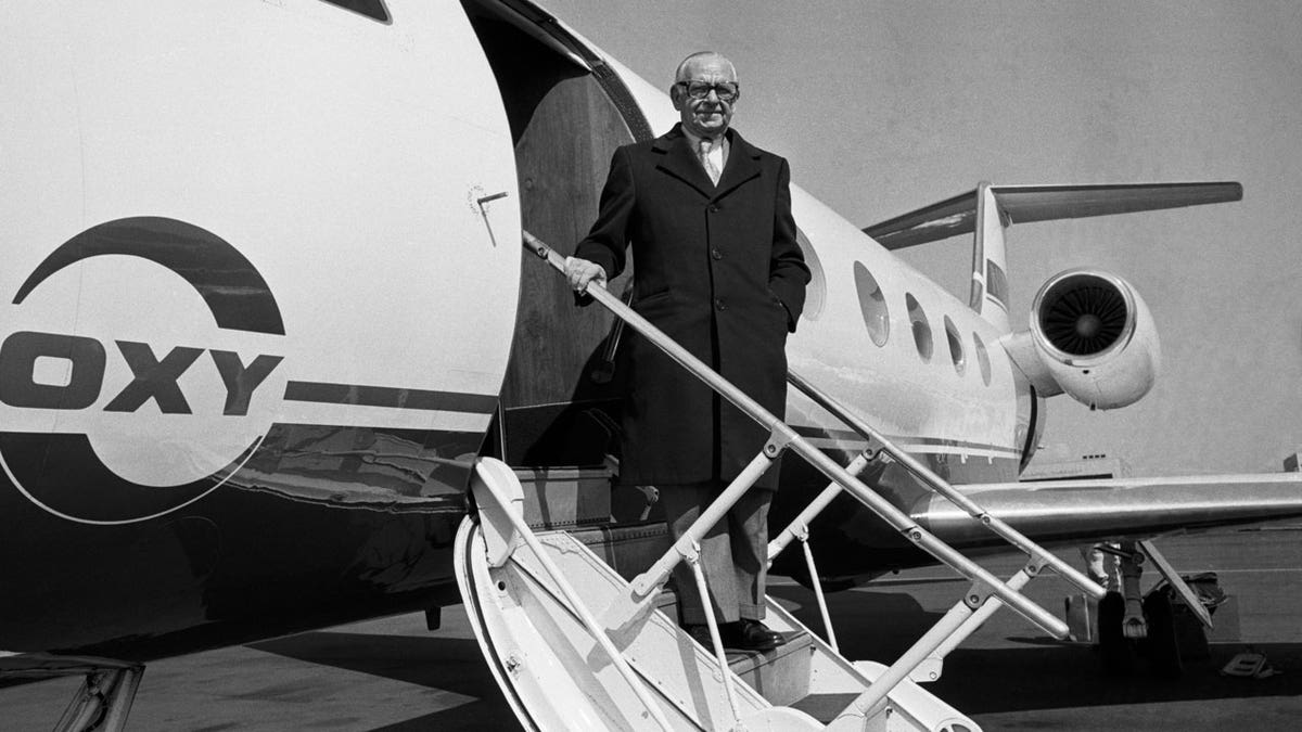 Armand Hammer on his plane