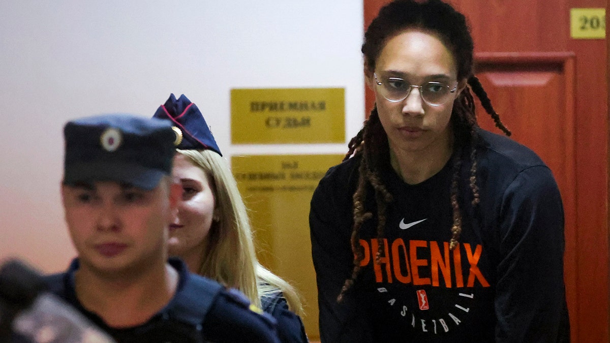 Brittney Griner in a Russia courtroom