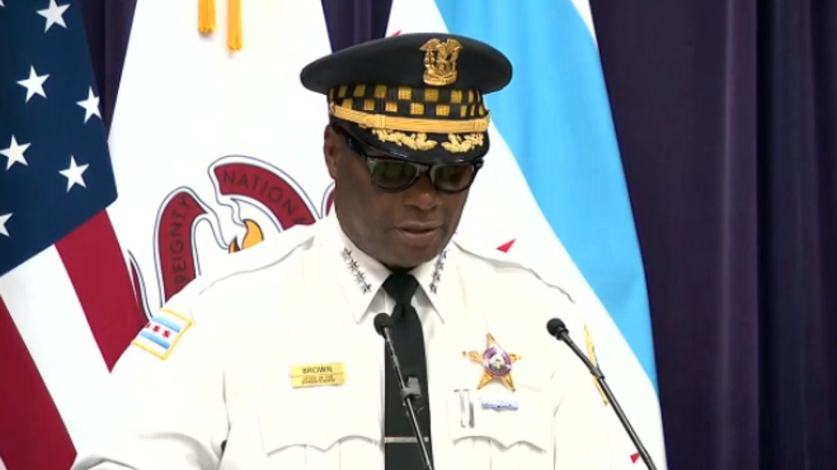 Chicago Police Superintendent David Brown in a suit with a police hat