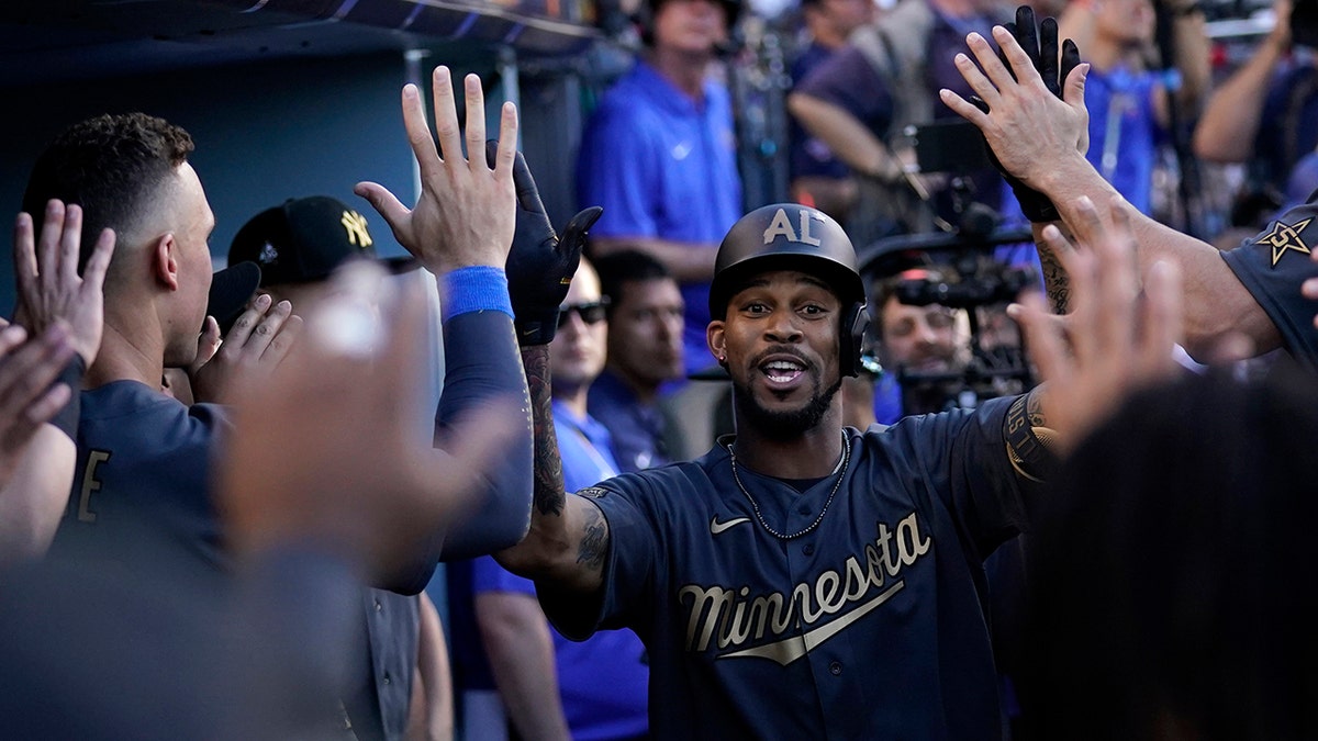 Byron Buxton celebrates with teammates