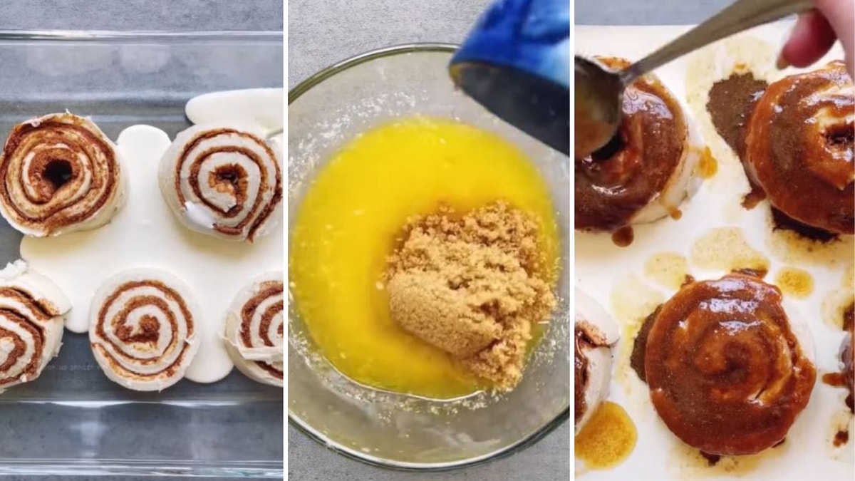 Kelsey Lynch's viral cinnamon roll recipe from TikTok ingredients: heavy cream, melted butter, brown sugar, chai tea latter powder