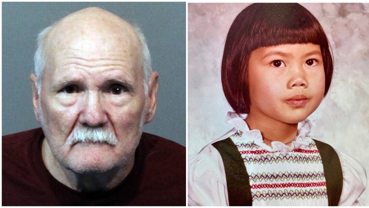 Photos of bearded and balding Robert Lanoue and 5-year-old Anne Pham