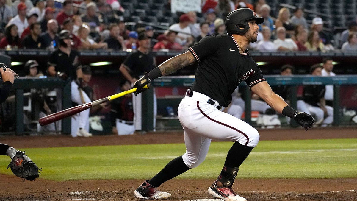 David Peralta follows through on swing