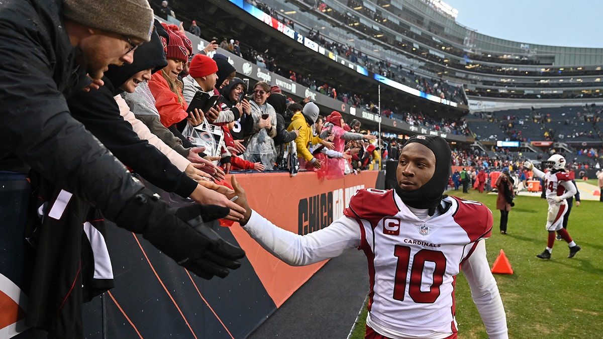 DeAndre Hopkins celebrates with fans