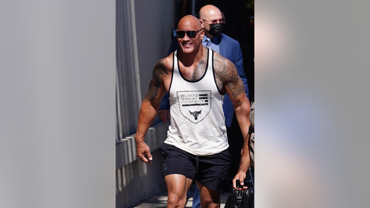 Dwayne Johnson arrives to