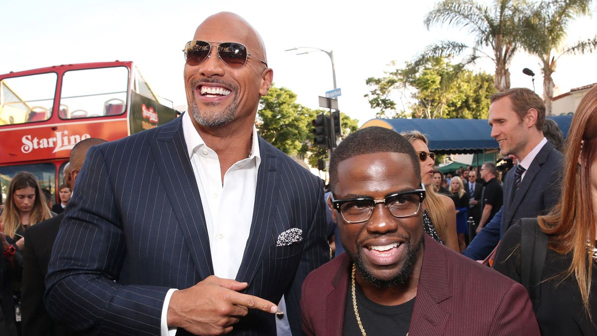 Dwayne Johnson and Kevin Hart on the red carpet