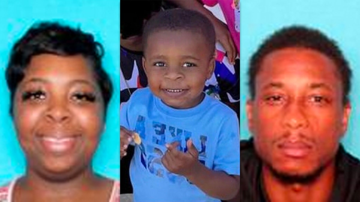 The mugshots of Maya Jones and Jermaine Robinson as well as an image of little Ezekiel Harry