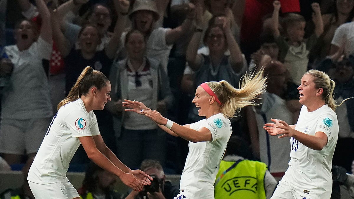 Ella Toone celebrates after scoring goal