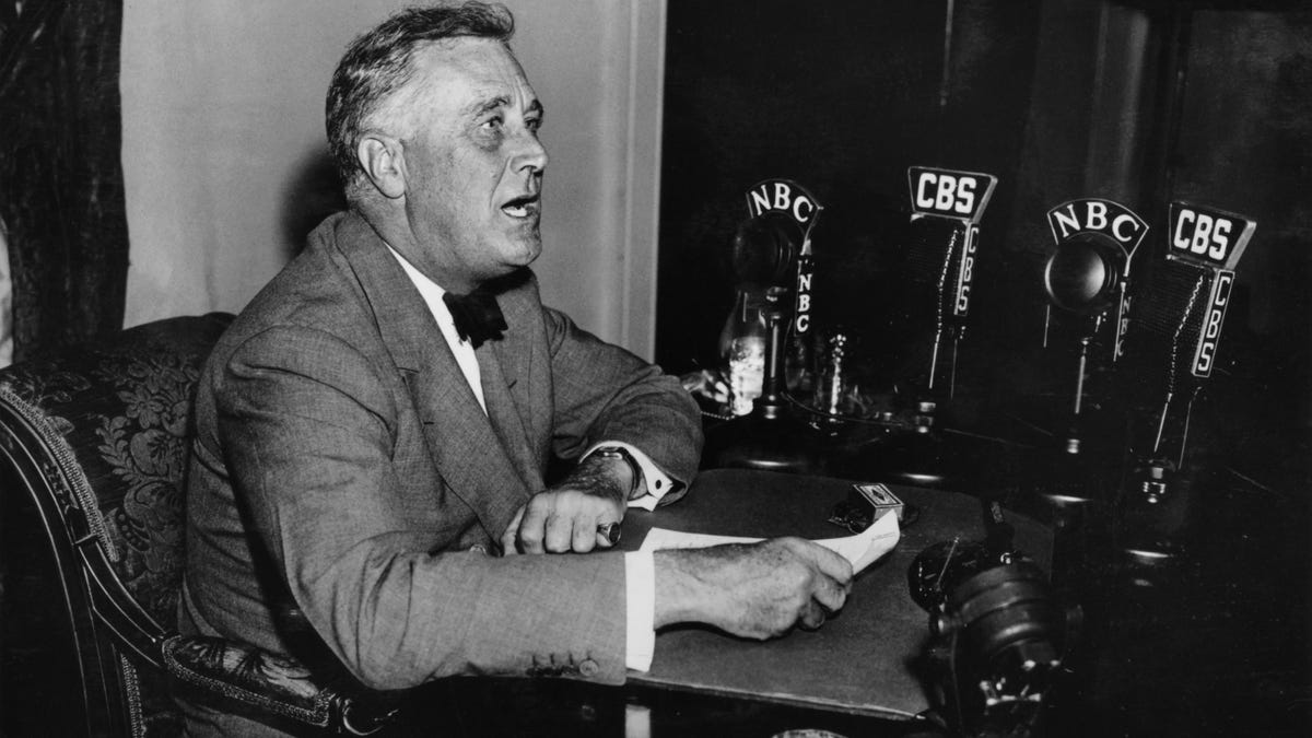 FDR speaks during a Fireside Chat